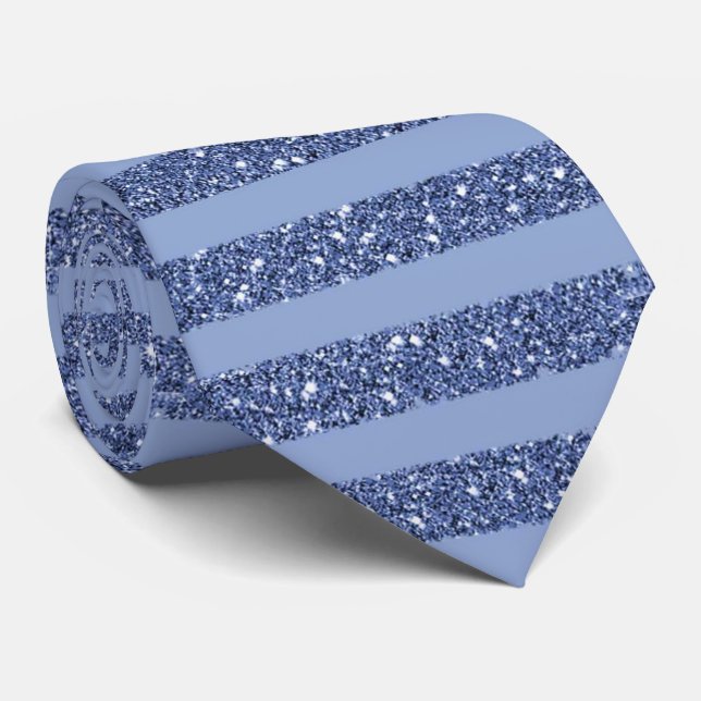 Düstere Indigo-Glitter-Stil-Horizontalstreifen Krawatte (Gerollt)