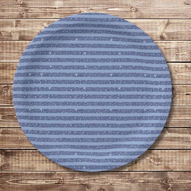 Düstere Indigo-Glitter-Stil-Horizontalstreifen Pappteller (Von Creator hochgeladen)