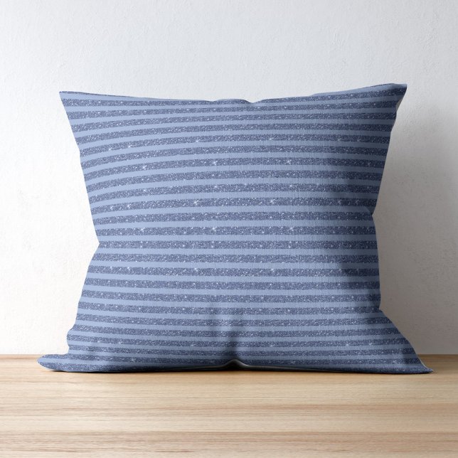 Düstere Indigo-Glitter-Style-Horizontalstreifen Kissen (Von Creator hochgeladen)