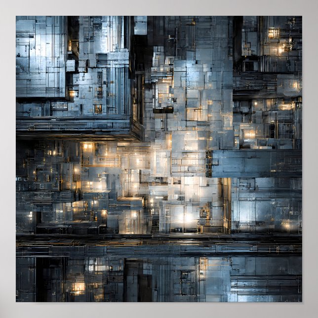 Düstere industrielle Textur: Dystopische Schaltung Poster (Vorne)