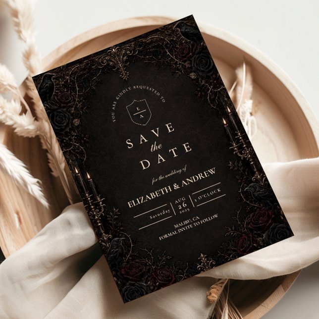 Düstere lila viktorianische Gothic-Hochzeit Save The Date (Von Creator hochgeladen)