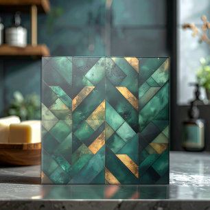 Düstere moderne Mosaikfliese in dunklem Grün und G Fliese