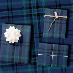 Düstere Navy- und Teal-dunkle Tartan-Weihnachtsdek Geschenkpapier Set