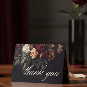 Düstere Romantische Dunkle Florale Gothic-Hochzeit Dankeskarte