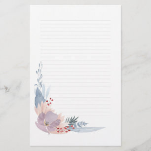 Düstere rosa Wasserfarbe-Blumenanmerkungs-Papier Briefpapier