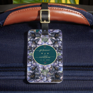 Düstere schwarze Blumen Hochzeit Namen des klassis Gepäckanhänger