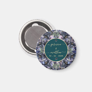 Düstere schwarze Blumenklassiker Paarnamen Hochzei Magnet