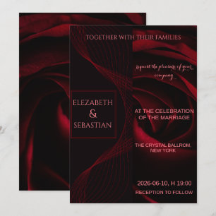 Düstere schwarze und rote Rosen elegante Hochzeit Einladung