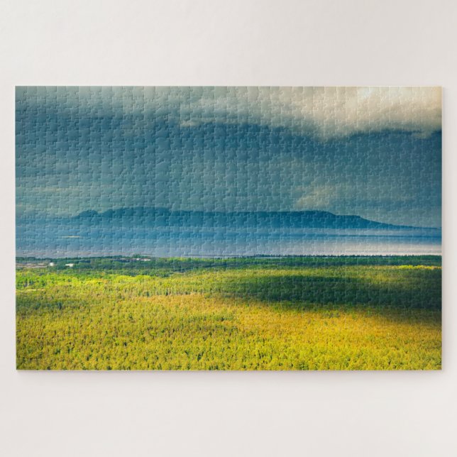 Düsterer Blick auf Lake Superior Sleeping Giant Puzzle (Horizontal)