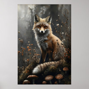 Düsterer Fuchs-Wald-Druck, Dark Academia Cottageco Poster