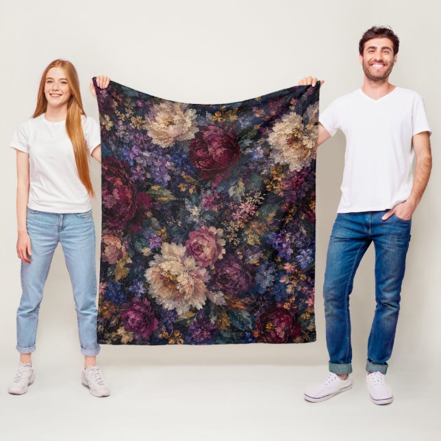 Düsterer gotischer impressionistischer Blumen-Gart Fleecedecke (Beispiel)