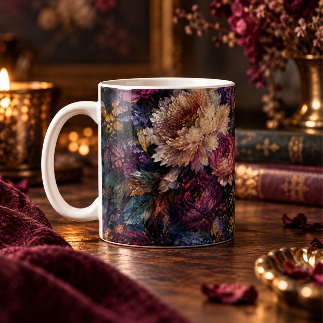 Düsterer gotischer impressionistischer Blumen-Gart Kaffeetasse (Von Creator hochgeladen)