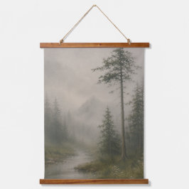 Düsterer nebliger Landschaftswandbehang-Teppich Wandteppich Mit Holzrahmen