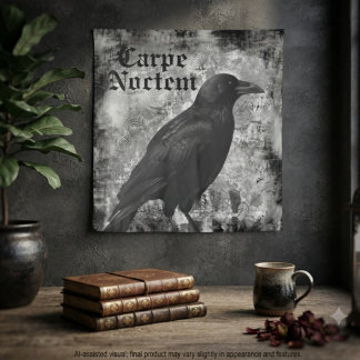 Düsterer Onyx-Gotik-Rabe Dark Academia Wandteppich