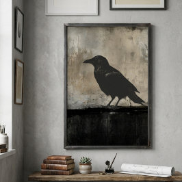 Düsterer Raben-Silhouette Dunkle Minimalistische K Poster