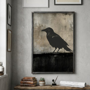Düsterer Raben-Silhouette Dunkle Minimalistische K Poster