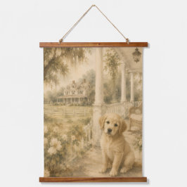 Düsterer südlicher Veranda-Hunde-Wandteppich Wandteppich Mit Holzrahmen