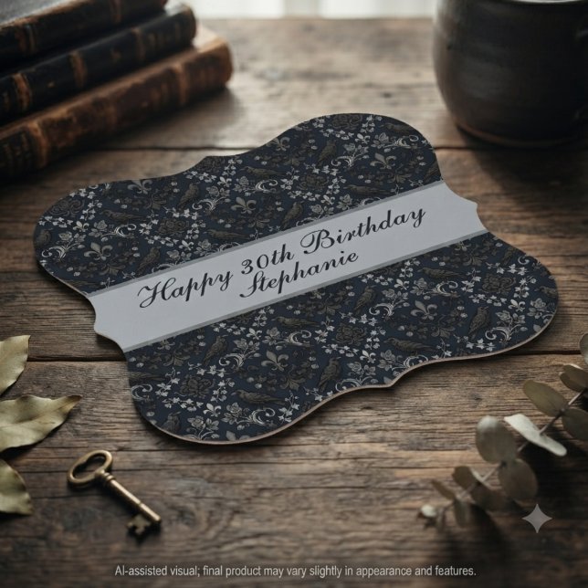 Düsterer viktorianischer Rabe zur Mitternacht Untersetzer (Victorian raven drink coaster for gothic milestone birthday celebration.)