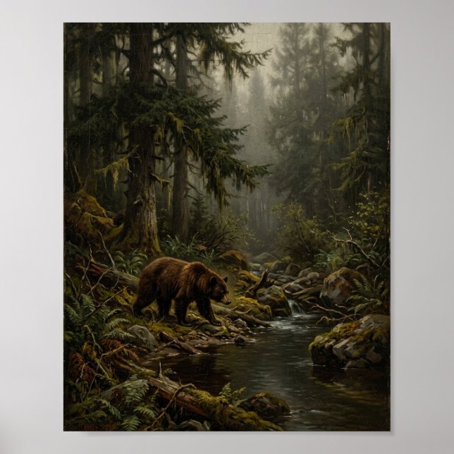 Düsterer wilder Schwarzbärenwald Poster (Vorne)