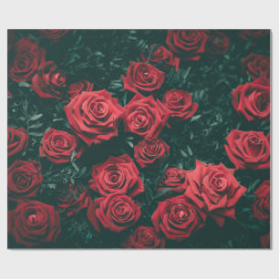 Düsteres dunkelrotes Rosen-Blumenmuster-Hintergrun Geschenkpapier