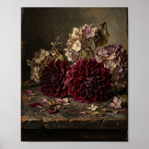 Düsteres dunkles Blumenbild II Poster
