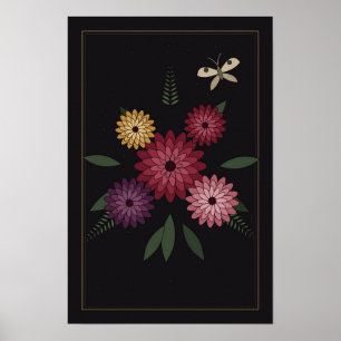 Düsteres, dunkles, florales Dahlien-Gotik-Botanik- Poster