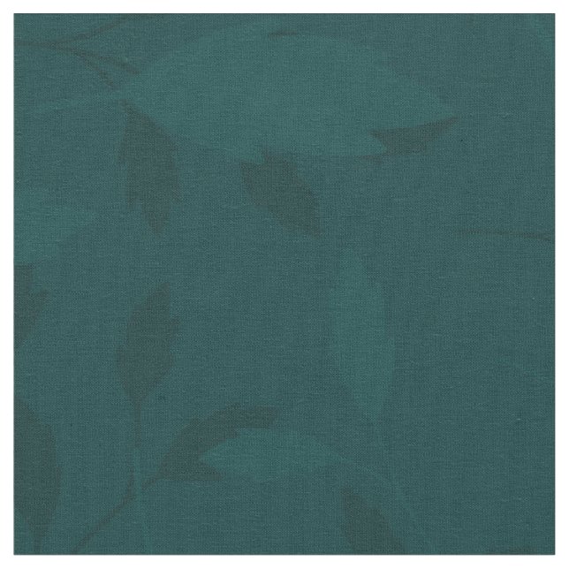 Düsteres dunkles Teal-Blatt-Muster ohne Naht Stoff (Nahaufnahme)
