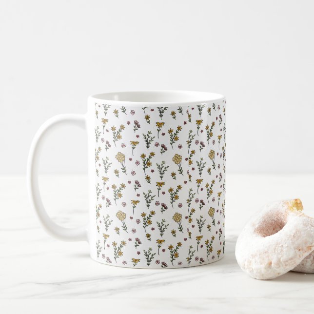 Düsteres, dunkles viktorianisches botanisches Blum Kaffeetasse (Mit Donut)