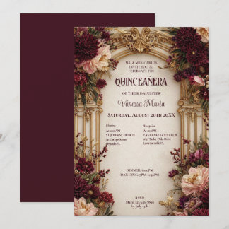 Düsteres florales gotisches Quinceanera-Einladung Einladung