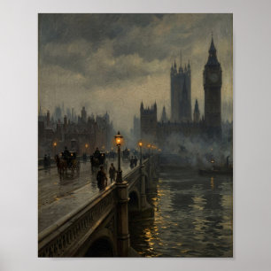 Düsteres London Big Ben Vintage Stadtbild II Poster