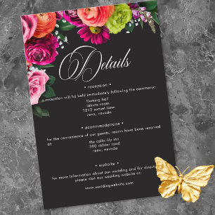 Düsteres Luxus-Blumen-Hochzeit in lebhaftem Rosa u Begleitkarte
