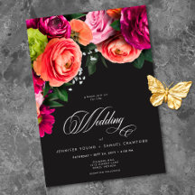 Düsteres Luxus-Blumen-Hochzeit in lebhaftem Rosa u