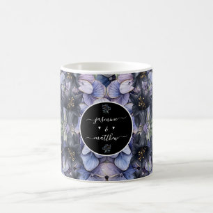 Düsteres schwarzes florales klassisches Paar-Namen Kaffeetasse