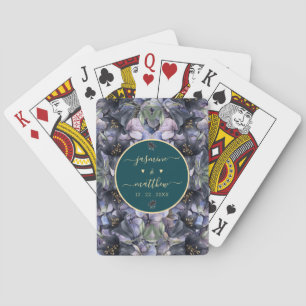 Düsteres schwarzes florales klassisches Paar-Namen Spielkarten