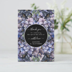 Düsteres schwarzes florales klassisches Watercolor Dankeskarte