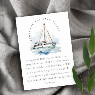 Düsteres Segelboot-Seelandschaftsbuch für Brautpar Begleitkarte