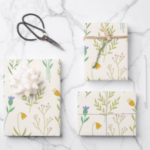 Düsteres, viktorianisches botanisches Blumenmuster Geschenkpapier Set