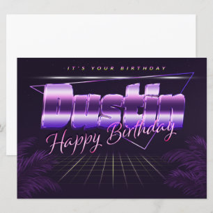 Dustin Name Vorname lila retro Karte Geburtstag