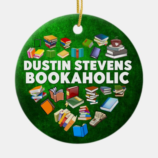 Dustin Stevens Bookaholic Keramik Ornament (Vorne)