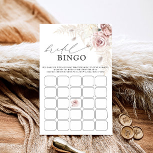 Dusto Rose Blush Floral Brautparty Bingo Game