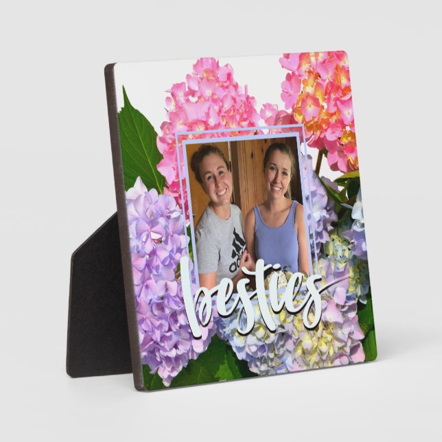 Dustrosa, blau-gelb-grüne Hydrangeas Fotoplatte (Vorderseite)