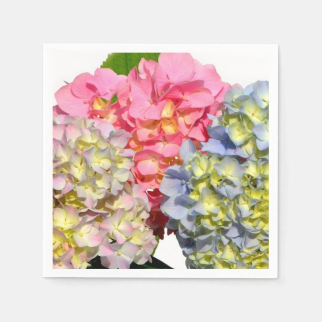 Dustrosa, blau-gelb-grüne Hydrangeas Serviette (Vorderseite)