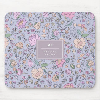 Dustrosa Lila blauer Whimsikfarbener Blumenstrauß Mousepad