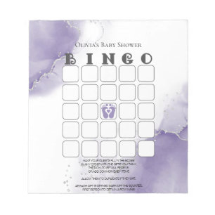 Dusty Amethyst Marble Baby Shower Bingo Notizblock