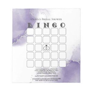 Dusty Amethyst Marble Brautparty Bingo Notizblock
