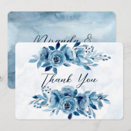 Dusty and Navy Blue Paint Peony Wedding Vielen Dan Einladung