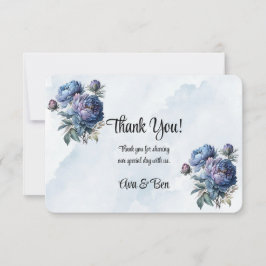 Dusty and Navy Wassercolor Peony Wedding Dankeskarte
