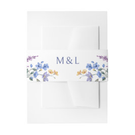 Dusty Aquamarin Blue Lavender Wildblumen Hochzeit Einladungsbanderole