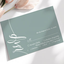 Dusty Aquamarin Elegant Calligraphy Wedding RSVP C