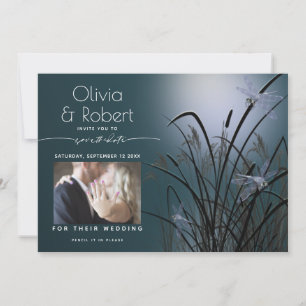 Dusty Aquamarin Save the Date Mondlicht Dragonfly Einladung
